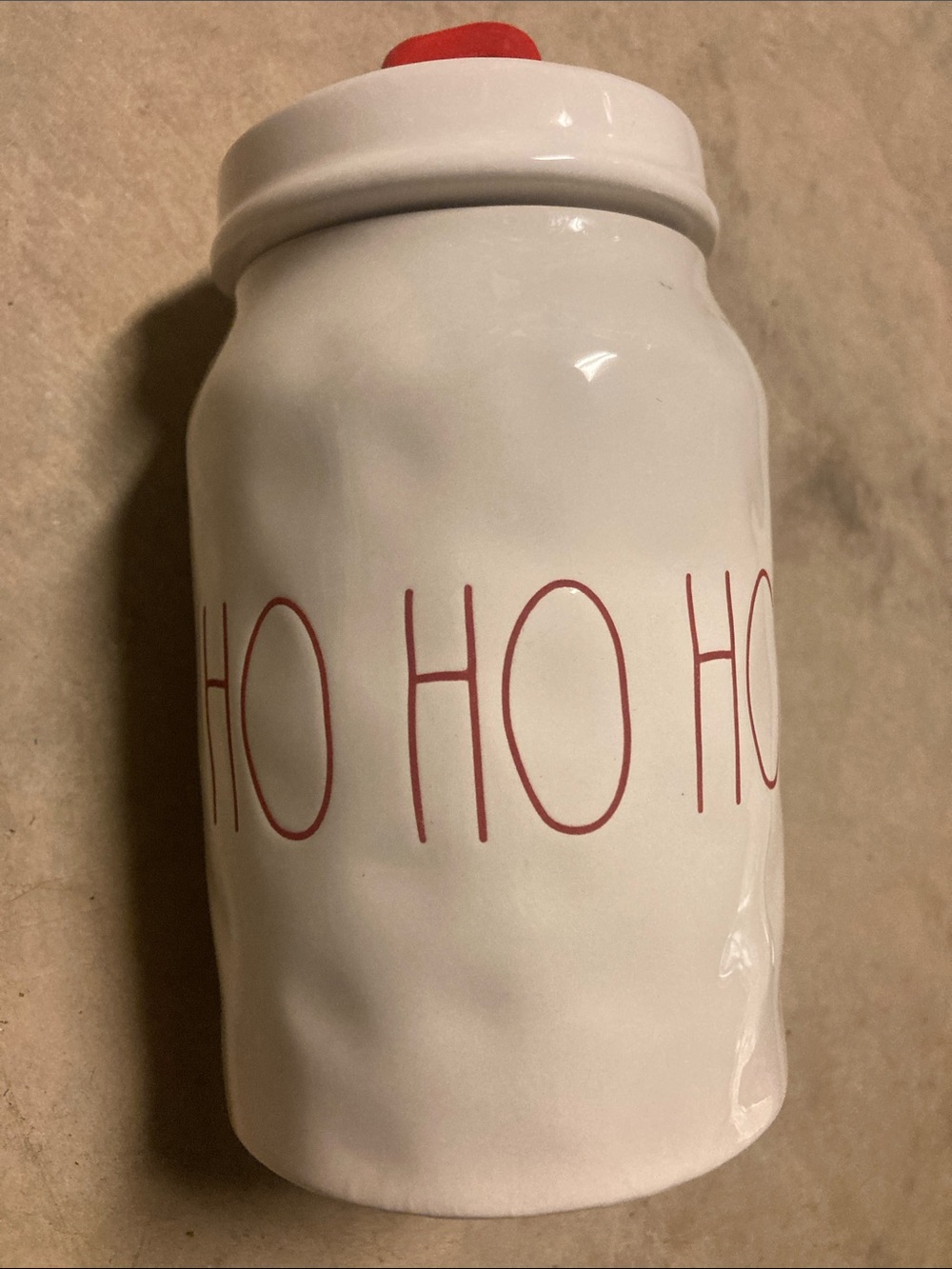 Rae Dunn Ho Ho Ho Holiday Christmas Santa Storage Jar NWT